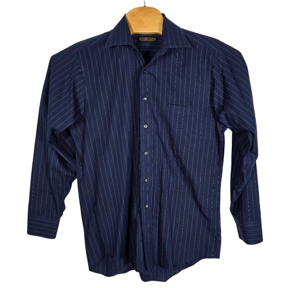 Donald J Trump Signature Collection Shirt 16-34/35 Long Sleeve Blue Striped - Picture 2 of 9